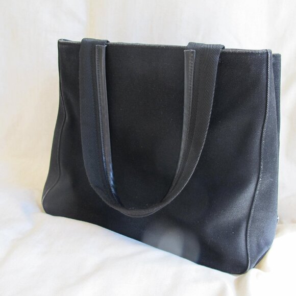 Authentic Vintage Prada Black Canvas Fabric Tote Bag - Picture 2 of 15